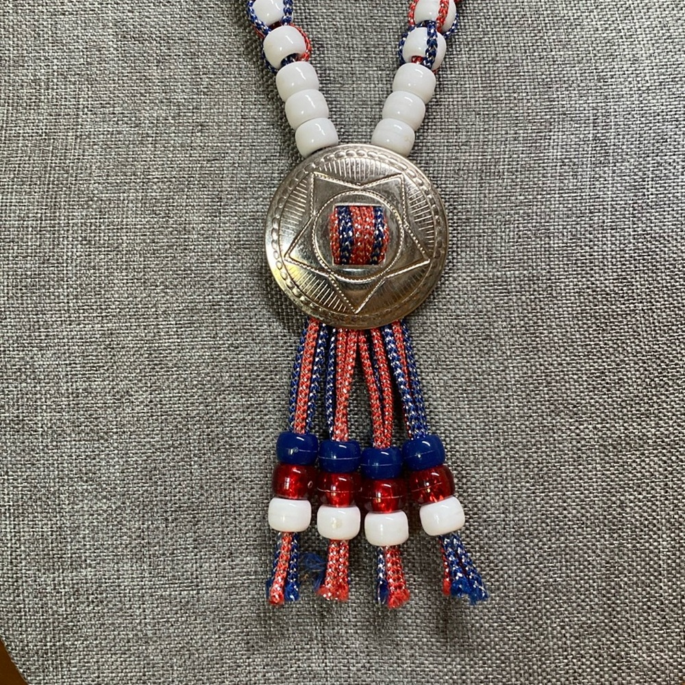 Vintage BOLO Tie (Silver/White/Blue/Red)